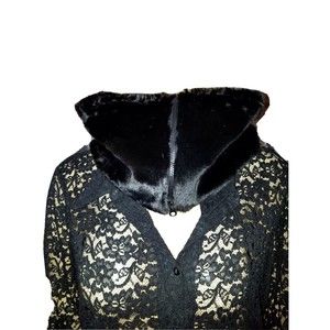 Faux Frenzi by Dena Black Faux Fur Zipper Neck Warmer Snood Cowl Scarf NWT